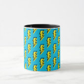 Neon Blue Yellow Lightning Bolt Pattern der 80er/9 Tasse (Zentrum)