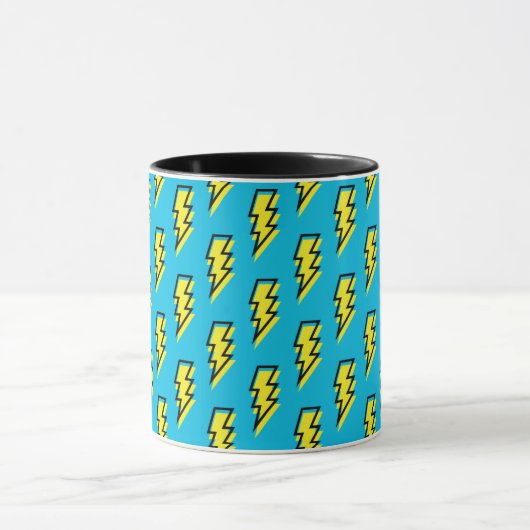 Neon Blue Yellow Lightning Bolt Pattern der 80er/9 Tasse (Zentrum)