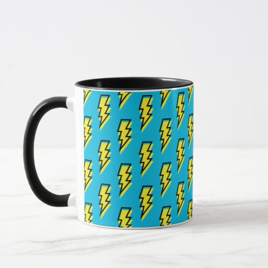 Neon Blue Yellow Lightning Bolt Pattern der 80er/9 Tasse (Links)