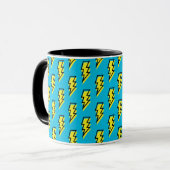 Neon Blue Yellow Lightning Bolt Pattern der 80er/9 Tasse (Vorderseite Links)