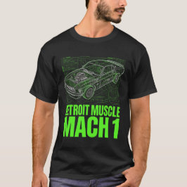Neon-Blueprint Mustang Muscle Techwear Grafik T-Shirt