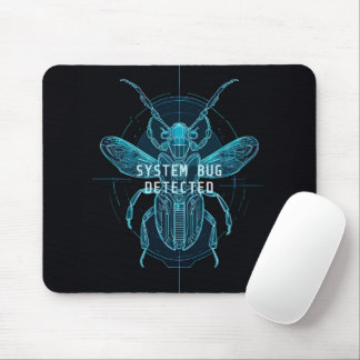 Neon Blueprint System Bug Programmer Desk Mousepad