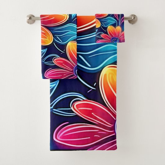 Neon Blume Bloom Bright Badhandtuch Set (Insitu)