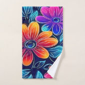 Neon Blume Bloom Bright Badhandtuch Set (Handtuch)