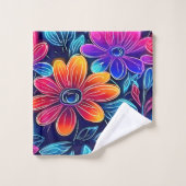 Neon Blume Bloom Bright Badhandtuch Set (Waschlappen)