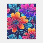 Neon Blume Bloom Bright Fleecedecke (Vorderseite)