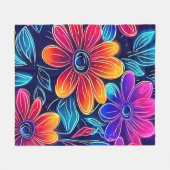 Neon Blume Bloom Bright Fleecedecke (Vorderseite (Horizontal))