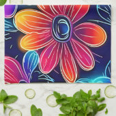 Neon Blume Bloom Bright Geschirrtuch (Gefaltet)