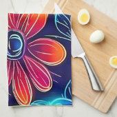 Neon Blume Bloom Bright Geschirrtuch (Viertel Falte)