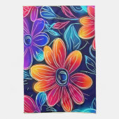 Neon Blume Bloom Bright Geschirrtuch (Vertikal)