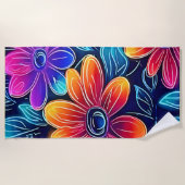 Neon Blume Bloom Bright Strandtuch (Vorderseite)