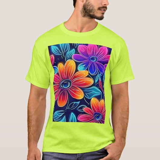 Neon Blume Bloom Bright T-Shirt (Vorderseite)