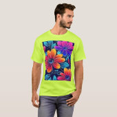 Neon Blume Bloom Bright T-Shirt (Vorne ganz)