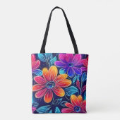 Neon Blume Bloom Bright Tasche (Rückseite)
