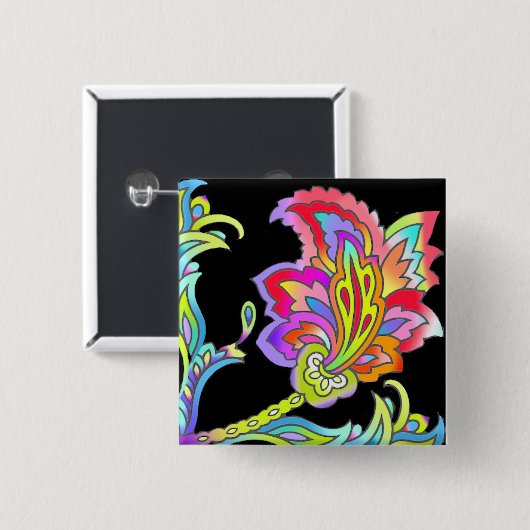 Neon Blume Button (Vorne & Hinten)