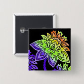 Neon Blume Button (Vorne & Hinten)