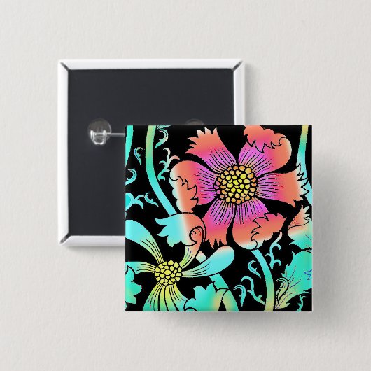 Neon Blume Button (Vorne & Hinten)