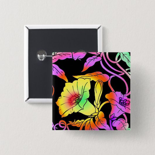 Neon Blume Button (Vorne & Hinten)