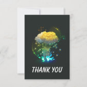 Neon Blume Flat Danke Karte (Vorderseite)