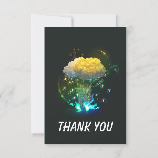 Neon Blume Flat Danke Karte (Vorderseite)