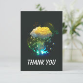 Neon Blume Flat Danke Karte (Stehend Vorderseite)