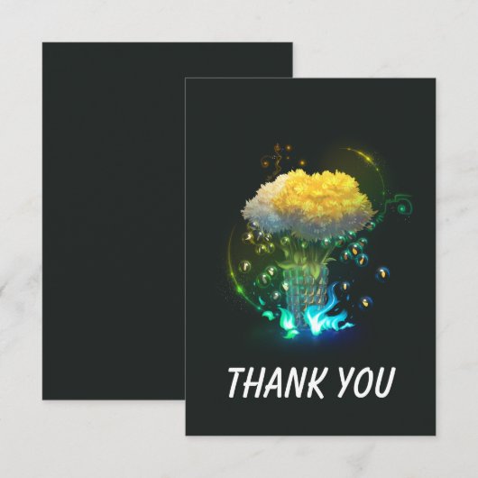 Neon Blume Flat Danke Karte (Vorne/Hinten)