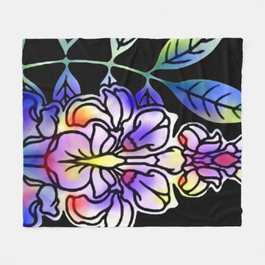 Neon Blume Fleecedecke (Vorderseite (Horizontal))