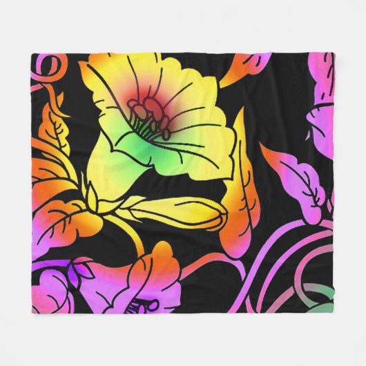 Neon Blume Fleecedecke (Vorderseite (Horizontal))