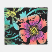 Neon Blume Fleecedecke (Vorderseite (Horizontal))