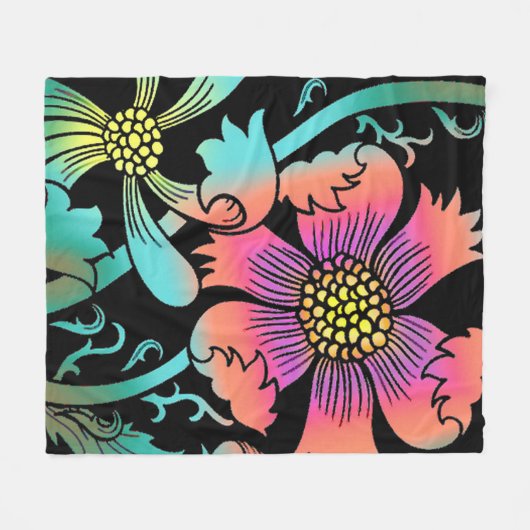 Neon Blume Fleecedecke (Vorderseite (Horizontal))