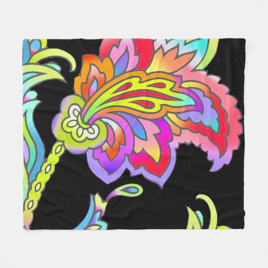 Neon Blume Fleecedecke (Vorderseite (Horizontal))