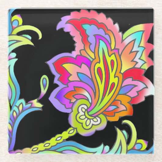 Neon Blume Glasuntersetzer (Vorderseite)