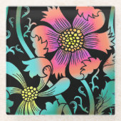 Neon Blume Glasuntersetzer (Vorderseite)