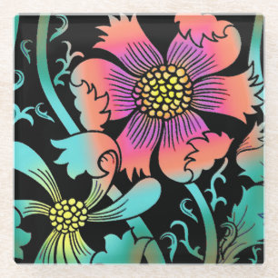 Neon Blume Glasuntersetzer