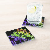 Neon Blume Glasuntersetzer (Schrägansicht)