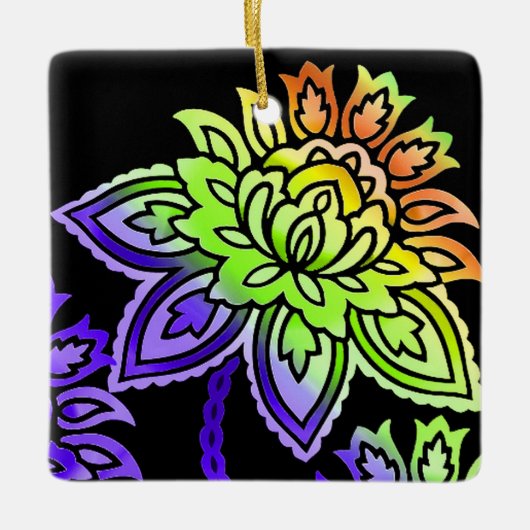 Neon Blume Keramikornament (Vorderseite)