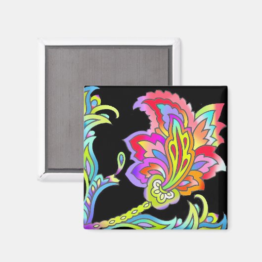 Neon Blume Magnet (Vorderseite/Rückseite)