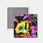 Neon Blume Magnet (Vorderseite/Rückseite)