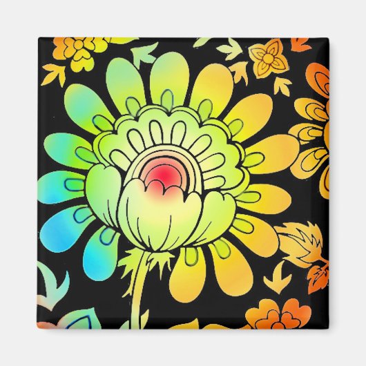 Neon Blume Magnet (Vorne)
