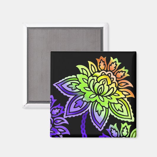 Neon Blume Magnet (Vorderseite/Rückseite)