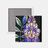 Neon Blume Magnet (Vorderseite/Rückseite)