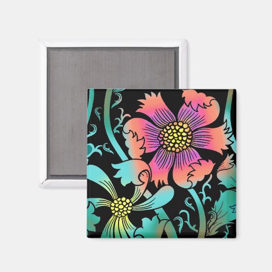 Neon Blume Magnet (Vorderseite/Rückseite)