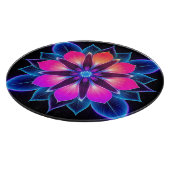 Neon Blume mit blauen Lichtmustern Schneidebrett (Ecke)