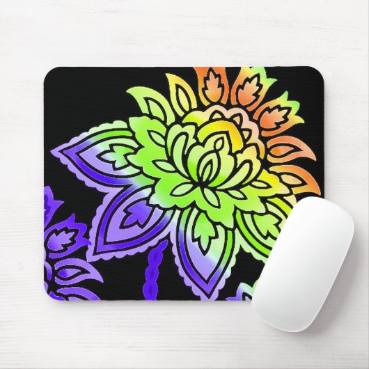 Neon Blume Mousepad (Mit Mouse)