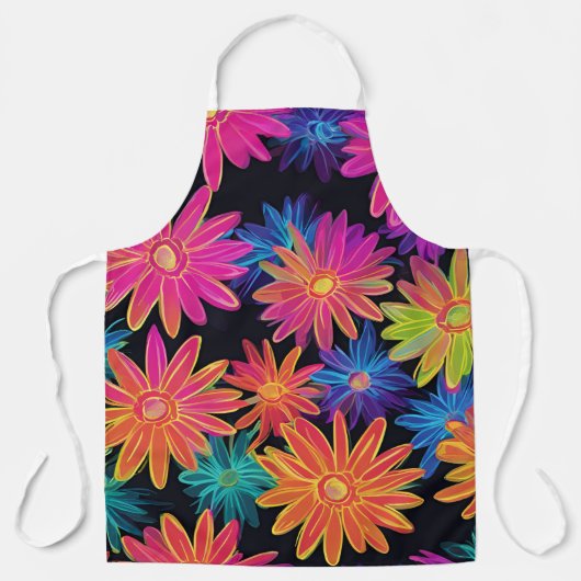 Neon Blume Pattern Schürze (Vorderseite)