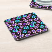 Neon Blume Patterns Artwork. Jetzt kaufen Getränkeuntersetzer (Linke Seite)