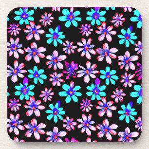 Neon Blume Patterns Artwork. Jetzt kaufen Getränkeuntersetzer