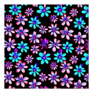 Neon Blume Patterns Artwork. Jetzt kaufen Poster