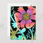 Neon Blume Postkarte (Vorne/Hinten)