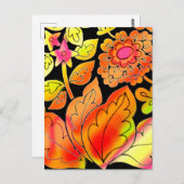 Neon Blume Postkarte (Vorne/Hinten)